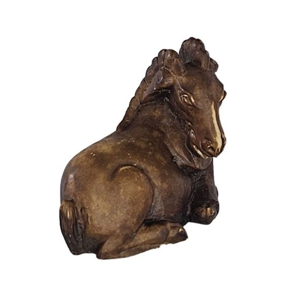 Handcrafted Miniature Ram Goat Ibex Figurine Lying Down - Picture 1 of 8